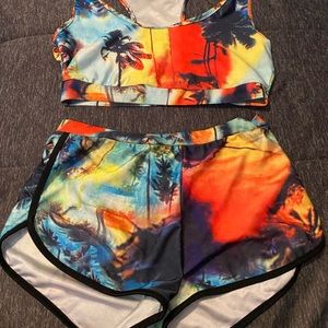 Size M tropical print palm tree bikini boy shorts